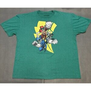 Mighty Morphin Power Rangers Graphic T-Shirt Dino Punch Mens Size XL Green